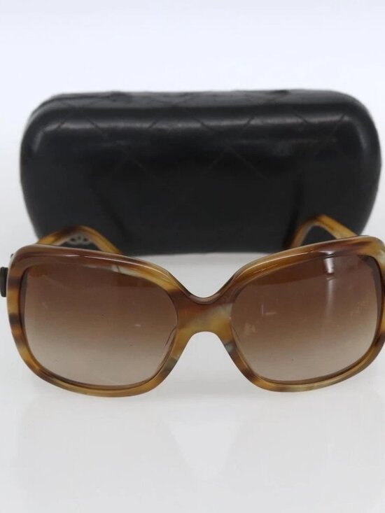 CHANEL Coco Ribbon Sunglasses plastic Brown CC main image 8